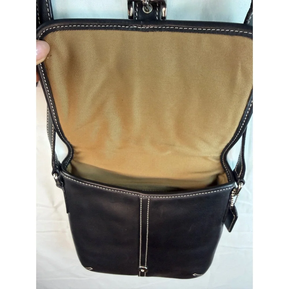 Coach‎ Black Leather Crossbody Messenger Bag F3D-9353 Glove Tanned Cowhide y2k